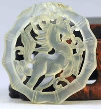 Load image into Gallery viewer, 10% OFF- Certified Natural Icy Jadeite Emerald Jade Dragon-Horse Bamboo 龙马精神 Pendant NO.B585