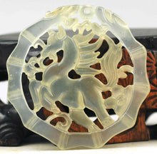 Load image into Gallery viewer, 10% OFF- Certified Natural Icy Jadeite Emerald Jade Dragon-Horse Bamboo 龙马精神 Pendant NO.B585