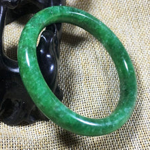 Load image into Gallery viewer, 10% OFF- 57/58/59mm Certified Natural Jadeite Emerald A Jade HandCarved Round Bangle A005
