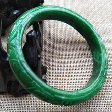 Load image into Gallery viewer, 10% OFF- 60/61/62 mm Certified Natural Jadeite Emerald A Jade HandCarved Ruyi Flower Bracelet Bangle Z214