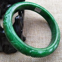 Load image into Gallery viewer, 10% OFF- 60/61/62 mm Certified Natural Jadeite Emerald A Jade HandCarved Ruyi Flower Bracelet Bangle Z214