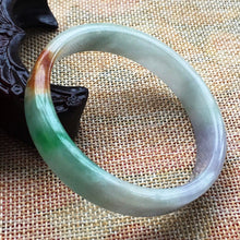 Load image into Gallery viewer, 10% OFF- 58/59/60 mm Certified Natural 3 Color Jadeite Emerald A Jade HandCarved Bracelet Bangle A005