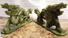 Load image into Gallery viewer, 2pcs Large- A Pair of Chinese Genuine Natural Green Jade HandCarved Dragon Statues