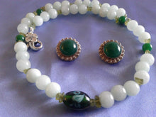 Load image into Gallery viewer, 10% OFF- 20 in/508 mm L-Certified Natural 3 Color Jadeite Emerald Jade Necklace + Earrings《Grade A》