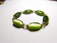 Load image into Gallery viewer, 190 mm/7.5 in-Certified Natural Green Jadeite Emerald Jade Beads Stretchy Bracelet 《Grade A》
