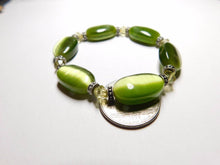 Load image into Gallery viewer, 190 mm/7.5 in-Certified Natural Green Jadeite Emerald Jade Beads Stretchy Bracelet 《Grade A》