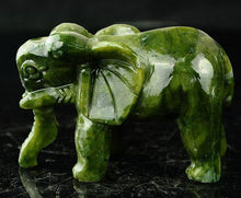 Load image into Gallery viewer, 2pcs- A Pair of Chinese Genuine Natural Green Jade HandCarved Elephant Statues