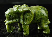 Load image into Gallery viewer, 2pcs- A Pair of Chinese Genuine Natural Green Jade HandCarved Elephant Statues
