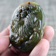 Load image into Gallery viewer, 10% OFF- Certified Natural Jadeite Emerald Jade Tablet Tiger Pendant 《Grade A》6994