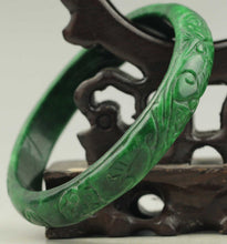 Load image into Gallery viewer, 10% OFF- 54/55/56mm Certified Natural Jadeite Emerald Jade Ruyi Flower Bangle《Grade A》NO.C086