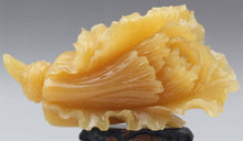 Load image into Gallery viewer, 8''L- Chinese Genuine Natural Yellow Jade Handcarved Lucky Cabbage Statue