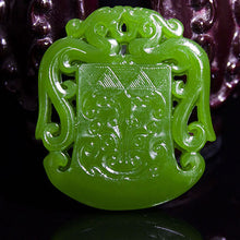 Load image into Gallery viewer, 10% OFF- Certified Natural Jadeite Emerald A Jade HandCarved Double-Dragons Pendant