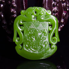 Load image into Gallery viewer, 10% OFF- Certified Natural Jadeite Emerald A Jade HandCarved Double-Dragons Pendant