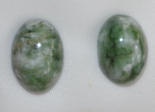 Load image into Gallery viewer, 10% OFF- 2 pcs-Certified Natural Jadeite Emerald Jade A Pair of 14K GF Green Spotted Voyoming Jade Oval Stud Earrings LL《Grade A》
