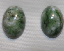 Load image into Gallery viewer, 10% OFF- 2 pcs-Certified Natural Jadeite Emerald Jade A Pair of 14K GF Green Spotted Voyoming Jade Oval Stud Earrings LL《Grade A》