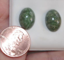 Load image into Gallery viewer, 10% OFF- 2 pcs-Certified Natural Jadeite Emerald Jade A Pair of 14K GF Green Spotted Voyoming Jade Oval Stud Earrings LL《Grade A》