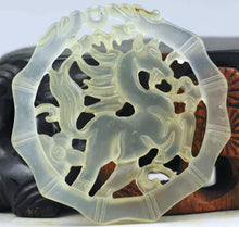 Load image into Gallery viewer, 10% OFF- Certified Natural Icy Jadeite Emerald Jade Dragon-Horse Bamboo 龙马精神 Pendant NO.B585