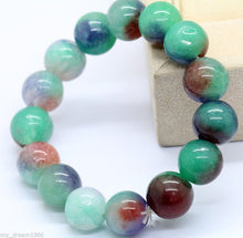 Load image into Gallery viewer, 190 mm/7.5 in-Certified Natural Multi-Color Icy Emerald Jade Beads Stretchy Bracelet