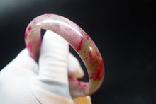 Load image into Gallery viewer, 10% OFF- 59/60/61 mm Certified Natural Red Peach Blossom Emerald A*Jade Handcarved Bangle XB-270