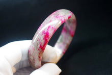 Load image into Gallery viewer, 10% OFF- 59/60/61 mm Certified Natural Red Peach Blossom Emerald A*Jade Handcarved Bangle XB-270