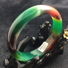 Load image into Gallery viewer, 10% OFF- 58/59/60 mm Certified Natural 3 Color Emerald Jade Handcarved Bangle X-1133