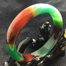 Load image into Gallery viewer, 10% OFF- 58/59/60 mm Certified Natural 3 Color Emerald Jade Handcarved Bangle X-1133