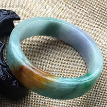 Load image into Gallery viewer, 10% OFF- 58/59/60 mm Certified Natural 3 Color Jadeite Emerald A Jade HandCarved Bracelet Bangle F030