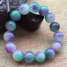 Load image into Gallery viewer, 190 mm/7.5 in-Certified Natural Multi-Color Icy Emerald Jade Beads Stretchy Bracelet 《Grade A》