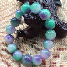 Load image into Gallery viewer, 190 mm/7.5 in-Certified Natural Multi-Color Icy Emerald Jade Beads Stretchy Bracelet 《Grade A》