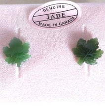 Load image into Gallery viewer, 10% OFF- 2 pcs-Certified Natural Jadeite Emerald A*Jade Handcarved A Pair of Lucky Maple Leaf Jade Stud Earrings