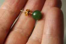 Load image into Gallery viewer, 10% OFF- 2 pcs-Certified Natural Jadeite Emerald A*Jade Handcarved A Pair of Vintage 1950'S 14KT Gold Curtis Creation Jade Earrings