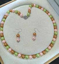 Load image into Gallery viewer, 10% OFF- 18 in/460 mm L-Certified Natural Fine 3 Color South Sea Shell Pearl Necklace + Earrings