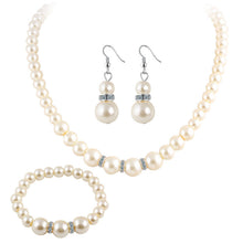 Load image into Gallery viewer, 10% OFF- 18 in/460 mm L-Certified Natural Fine White South Sea Shell Pearl Necklace + Bracelet + Earrings