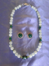 Load image into Gallery viewer, 10% OFF- 20 in/508 mm L-Certified Natural 3 Color Jadeite Emerald Jade Necklace + Earrings《Grade A》
