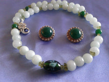 Load image into Gallery viewer, 10% OFF- 20 in/508 mm L-Certified Natural 3 Color Jadeite Emerald Jade Necklace + Earrings《Grade A》
