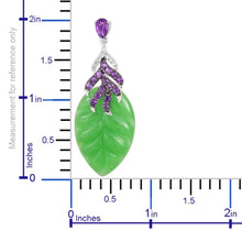 Load image into Gallery viewer, 10% OFF- 2 pcs-Certified Natural Burmese Jadeite Emerald Jade A Pair of Burmese Jade Amethyst Leaf Earrings《Grade A》TGW 40.14 Ct