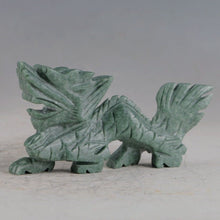 Load image into Gallery viewer, Chinese Genuine Natural Green Dushan Jade HandCarved Dragon Statue ZJ316