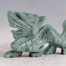 Load image into Gallery viewer, Chinese Genuine Natural Green Dushan Jade HandCarved Dragon Statue ZJ316