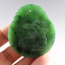 Load image into Gallery viewer, 10% OFF- Certified Natural Jadeite Emerald Jade Handcarved Landscape Pendant《Grade A》0425