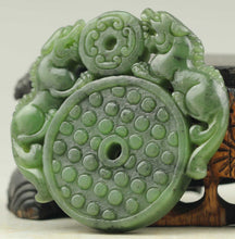Load image into Gallery viewer, 10% OFF- Certified Natural Jadeite Emerald Jade Handcarved Double Dragons Pendant《Grade A》NO.C057