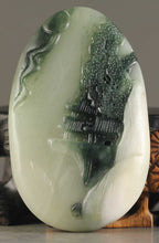 Load image into Gallery viewer, 10% OFF- Certified Natural Jadeite Emerald Jade Handcarved Mountain and Tower Landscape Pendant《Grade A》NO.X085