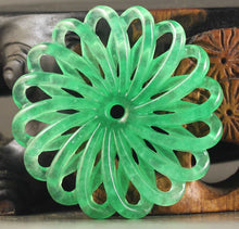 Load image into Gallery viewer, 10% OFF- Wonderful Unique Certified Natural Jadeite Emerald A*Jade HandCarved Flower Pendant NO.A972