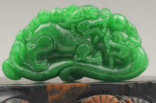Load image into Gallery viewer, 10% OFF- Certified Natural Jadeite Emerald Jade Handcarved Double Dragon 望子成龙 Pendant《Grade A》NO.C832