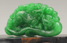 Load image into Gallery viewer, 10% OFF- Certified Natural Jadeite Emerald Jade Handcarved Double Dragon 望子成龙 Pendant《Grade A》NO.C832