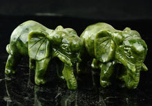 Load image into Gallery viewer, 2pcs- A Pair of Chinese Genuine Natural Green Jade HandCarved Elephant Statues