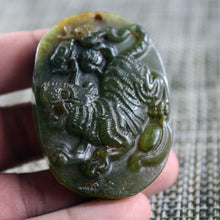 Load image into Gallery viewer, 10% OFF- Certified Natural Jadeite Emerald Jade Tablet Tiger Pendant 《Grade A》6994