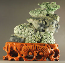 Load image into Gallery viewer, 9.1in/23cm H- Chinese Genuine Natural Green Dushan Jade HandCarved Big Flower Statue