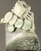 Load image into Gallery viewer, 4.6in/11.7cm H- Chinese Genuine Natural Green Dushan Jade HandCarved Crab 八方来财 Bafanlaicai Statue NO.Z115