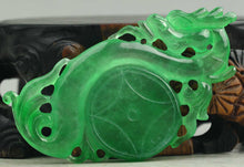 Load image into Gallery viewer, 10% OFF- Certified Natural Icy Jadeite Emerald Jade Handcarved Dragon Pendant《Grade A》NO.C314