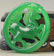 Load image into Gallery viewer, 10% OFF- Certified Natural Icy Jadeite Emerald Jade Handcarved Horse Pendant《Grade A》NO.C964